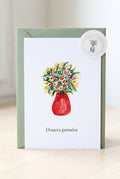 Carte Douces Pensées Bouquet de Fleurs à l'Aquarelle avec Enveloppe Kraft | Thinking of You Floral Watercolor Card | Papeterie Artisanale