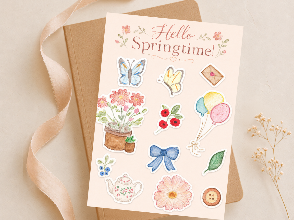 Planche sticker Jardin Bucolique